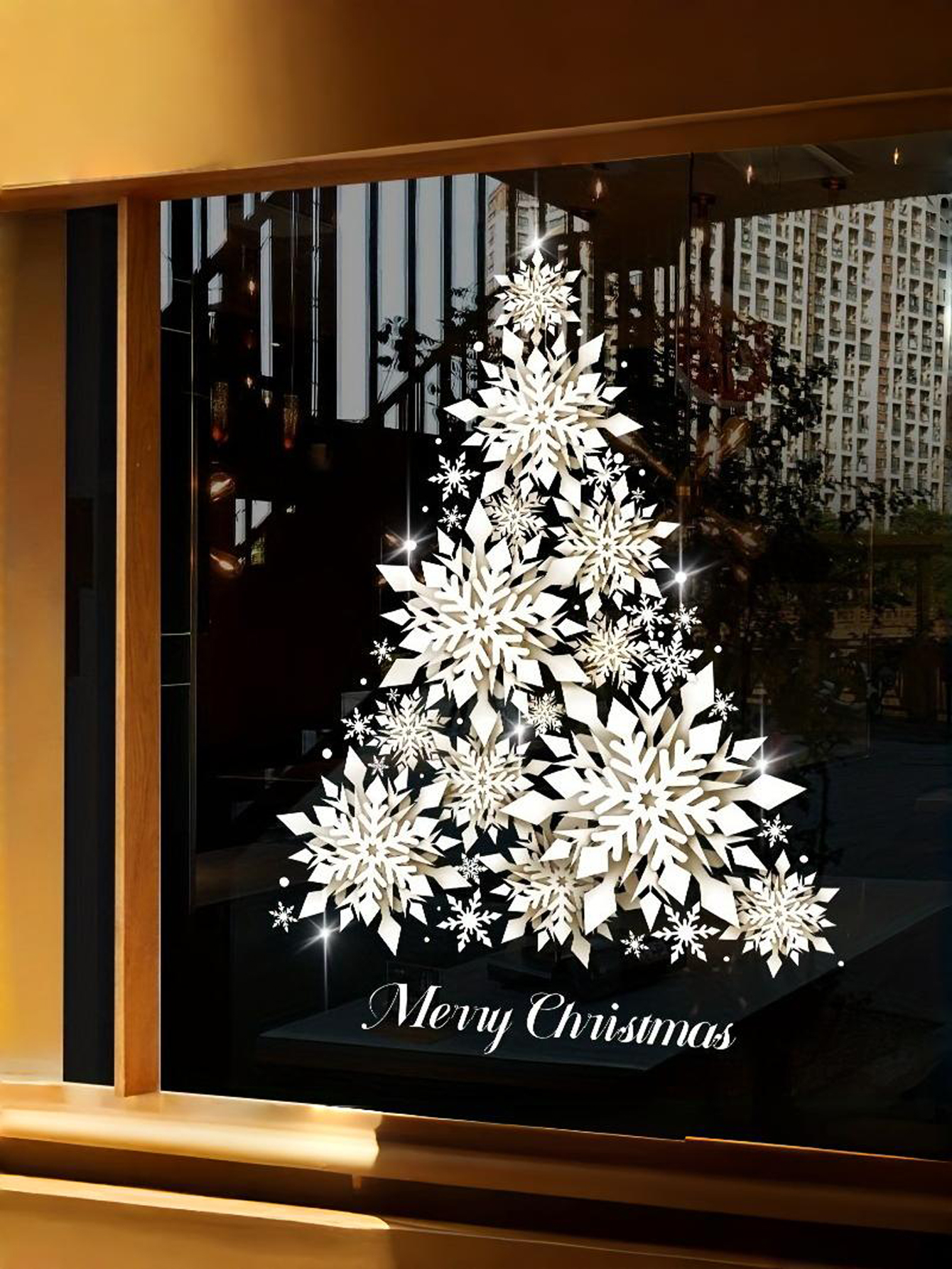 DIY Sparkling Snowflake Christmas Tree Sticker